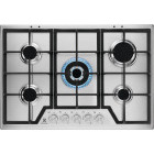 Plita incorporabila Electrolux KGS7536SX, Gaz, 5 zone de gatit, Arzator Wok, Aprindere electrica, Gratare fonta, 75 cm, Inox