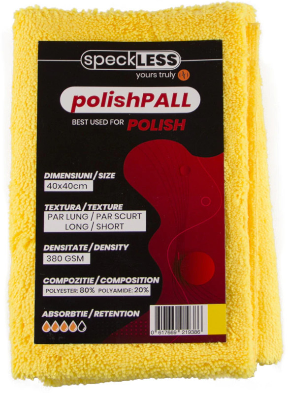 Produs microfibra speckLESS Laveta microfibre profesionala polishPALL 380 GSM Galben 10 buc