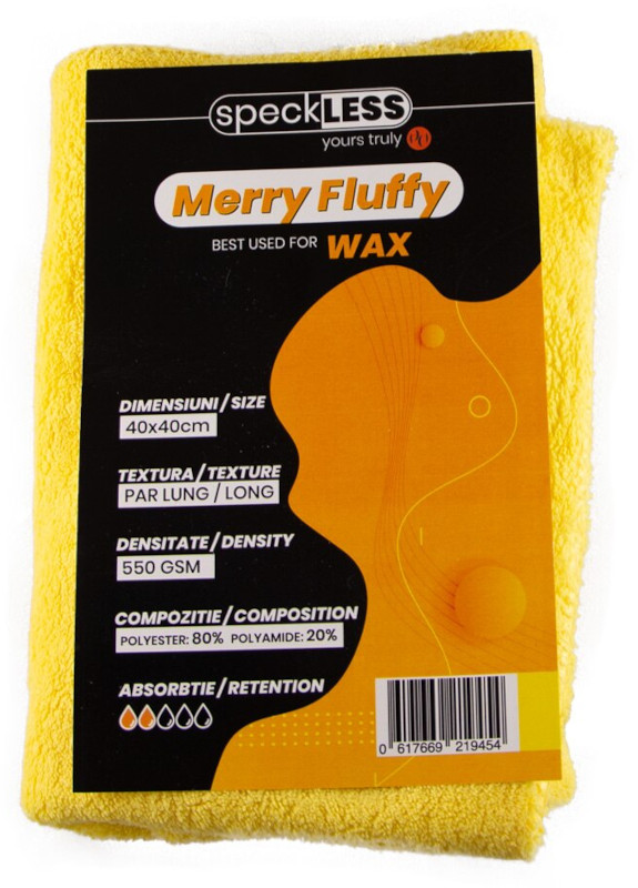 Produs microfibra speckLESS Laveta microfibre fara margini Merry Fluffy 550 GSM Galben 3 buc