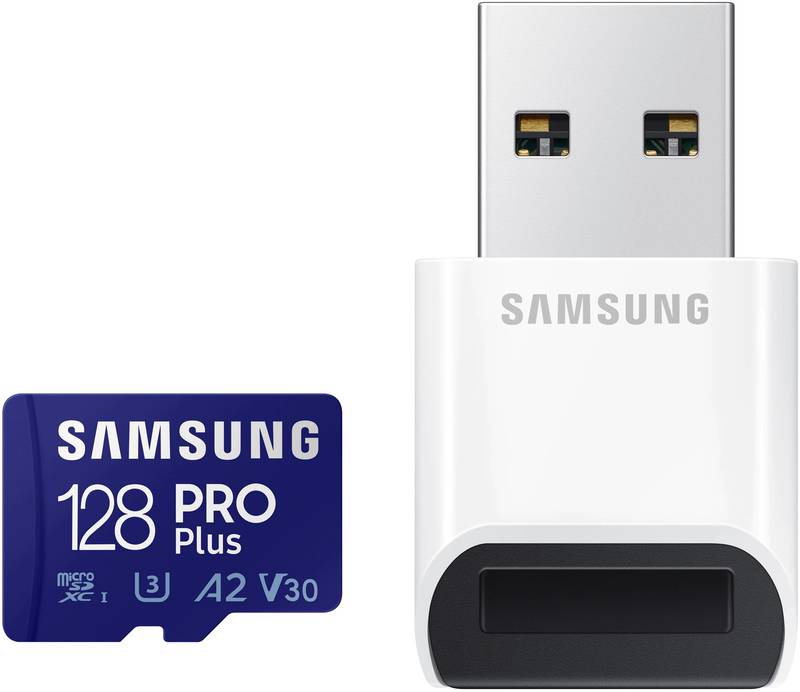 Card memorie Samsung Micro SDXC PRO Plus (2021) UHS-I U3 Clasa 10 128GB + Cititor card