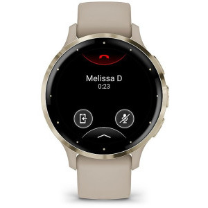 Garmin Venu 3S, GPS, Wi-Fi, curea silicon, French Gray/Soft Gold