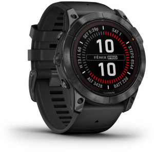 Garmin Fenix 7X Pro Solar, Glass, curea Neagra, Slate Grey