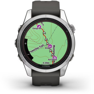 Garmin Fenix 7S Pro Solar, Glass, curea Graphite, Argintiu