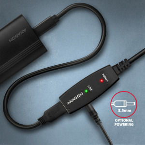 AXAGON USB 2.0 tip A Male - USB 2.0 tip A Female, 20m, negru