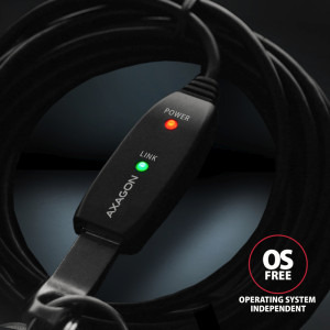 AXAGON USB 2.0 tip A Male - USB 2.0 tip A Female, 20m, negru