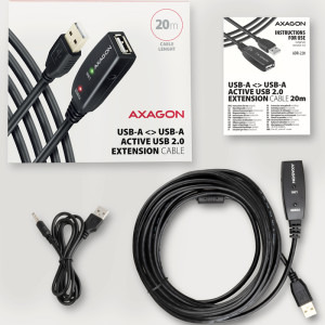 AXAGON USB 2.0 tip A Male - USB 2.0 tip A Female, 20m, negru