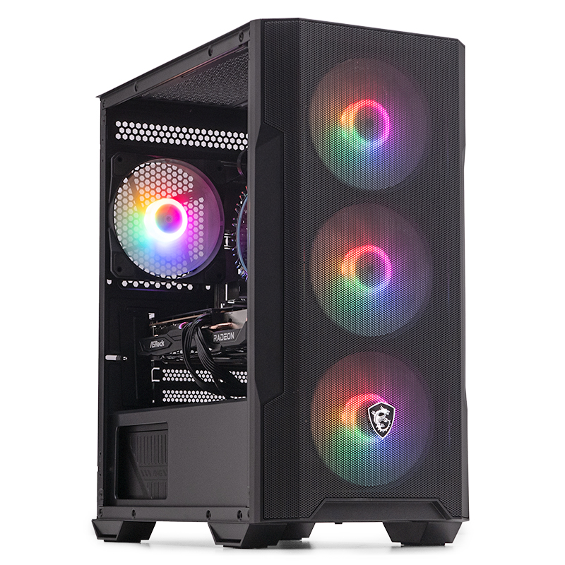 PC Gaming ZMEU Hyper, Intel i3-12100F 3.3GHz, 16GB DDR4, 500GB SSD, RX 6600 8GB GDDR6, Iluminare RGB