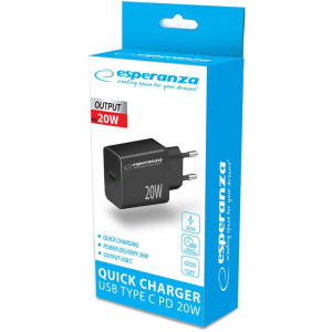 Esperanza 1x USB-C, 20W Black