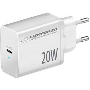 Incarcator retea Esperanza 1x USB-C, 20W White