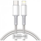 Cablu de date / adaptor Baseus High Density Braided, CATLGD-02, USB-C Male la Lightning Male, 1 m, White