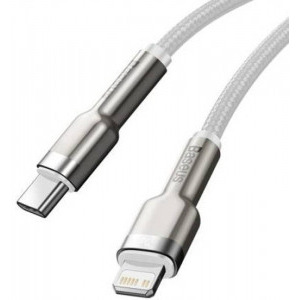 Baseus Cafule Metal, CATLJK-B02, USB-C Male la Lightning Male, 2 m, White