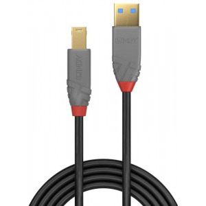 Cablu periferice LINDY Anthra, USB 3.0 Male tip A - USB 3.0 Male tip B, 2m, negru-gri