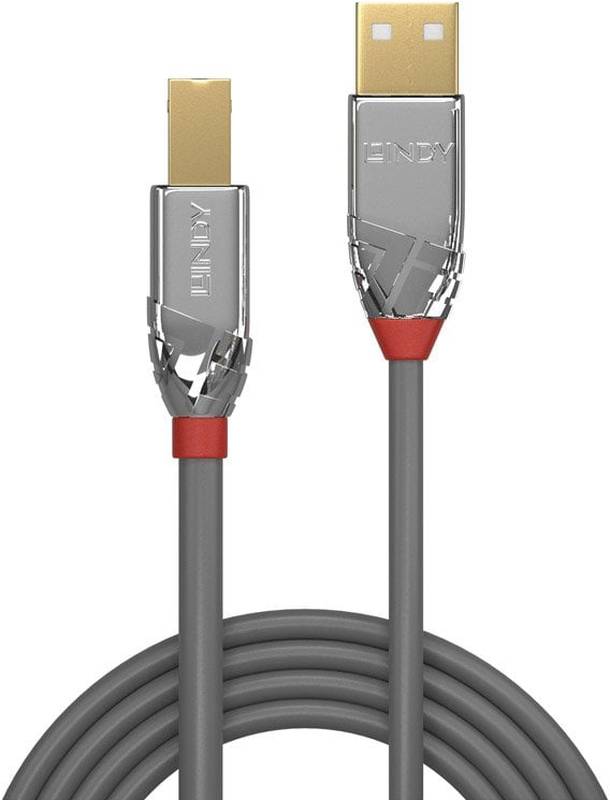 Cablu periferice LINDY Cromo, USB 2.0 Male tip A - USB 2.0 Male tip B, 5m, argintiu