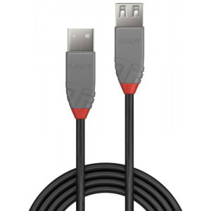 Cablu periferice LINDY Anthra, USB 2.0 Male tip A - USB 2.0 Female tip A, 1m, negru-gri