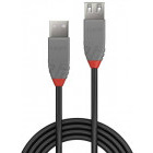 Cablu periferice LINDY Anthra, USB 2.0 Male tip A - USB 2.0 Female tip A, 1m, negru-gri
