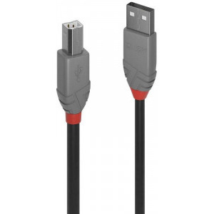 LINDY Anthra, USB 2.0 Male tip A - USB 2.0 Male tip B, 0.5m, negru-gri