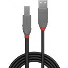 Cablu periferice LINDY Anthra, USB 2.0 Male tip A - USB 2.0 Male tip B, 2m, negru-gri
