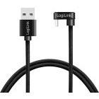 Cablu de date / adaptor Logilink CU0192 USB Male la USB-C Male, Angled, 1 m, Black
