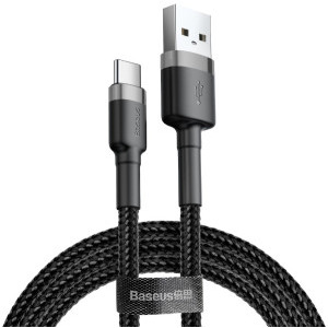 Cablu de date / adaptor Baseus Cafule, USB Male la USB-C Male, 18 W, 3 m, Black