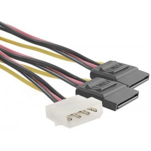 Qoltec 4-pin Molex Male - 2x SATA Female, 0.2m