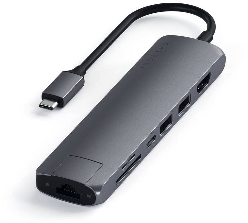 Satechi USB-C Slim Multiport 1x HDMI 4K, 2x USB, 1x SD, 1x Ethernet, Space Grey