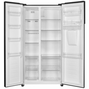 Heinner HSBS-H439NFBKWDE++, 436 L, No Frost, Display, Dozator apa, Congelare si racire rapida, Clasa E, 177 cm, Negru