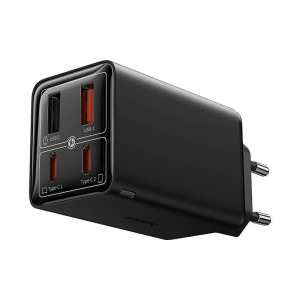 Baseus GaN6 Pro, 2x USB-C, 2x USB, Quick Charge 65W, Black + cablu USB-C