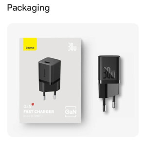 Baseus Quick Charge 30W, 1x USB-C, Black + cablu USB-C