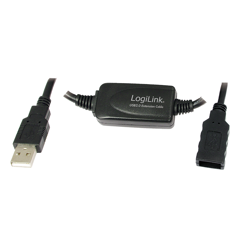 Cablu periferice Logilink Repeater USB 2.0 tip A male - USB 2.0 tip A female, 20m, Negru