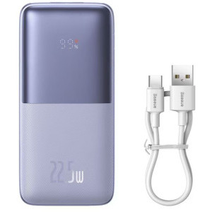 Baseus Bipow Pro 10000 mAh, 2x USB, 1x USB-C, 22.5W Purple cablu USB la USB-C inclus