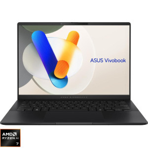 Laptop ASUS 14 Vivobook S 14 OLED M5406KA, WUXGA, Procesor AMD Ryzen™ Al 7 350 (16M Cache, up to 5.0 GHz), 24GB LPDDR5X, 1TB SSD, AMD Radeon 860M, No OS, Neutral Black